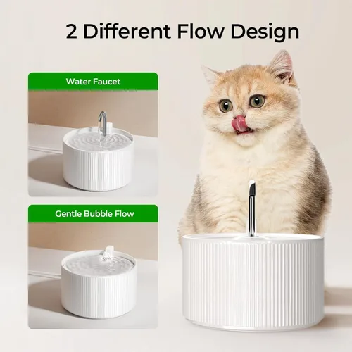 Vista 6 de Voluas Fuente de agua de cerámica para gatos: fuentes para gatos de 2.2L/74 oz para beber, dispensador automático de agua para mascotas con bomba