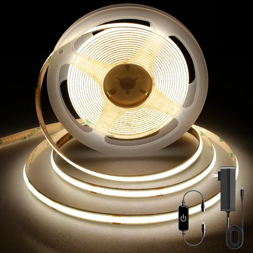 Vista 18 de Pandery Tira de LED COB, Tira de Luces LED 1M/3.28ft, Tiras LED Regulables por Toque, CRI90+, Luz COB LED Blanca Cálida 2700K, 960LEDs, Tira