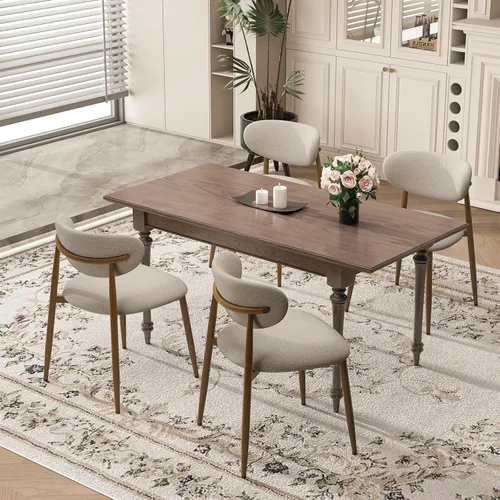 Vista 15 de MALOL Juego de 2 sillas de comedor tapizadas con respaldo curvo, color Beige