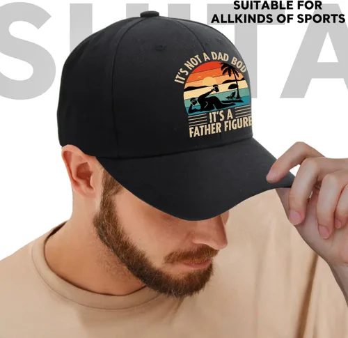 Vista 5 de Gorra de béisbol ajustable de algodón con texto en inglés "It's Not A Dad BOD It's A Father", divertida gorra de camionero negra retro, accesorios
