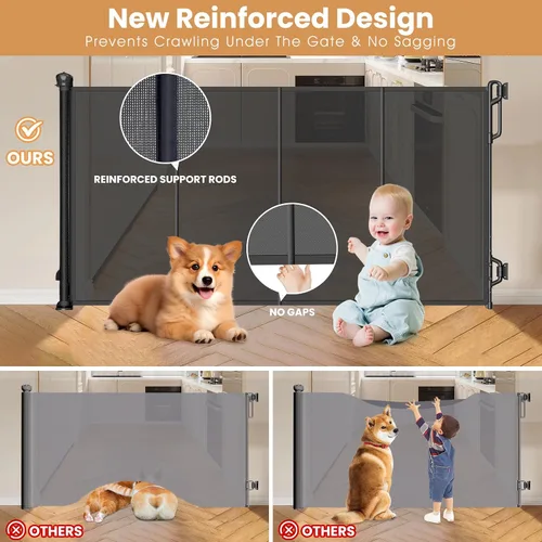 Vista 3 de Spaceany Puerta retráctil reforzada para bebés o puerta de malla para perros, fácil de usar para escaleras, puertas, pasillos, interiores