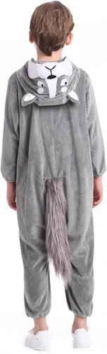 Vista 4 de Disfraz unisex de animales para niños pijamas de animales con capucha para niños disfraz de Halloween para niños y niñas