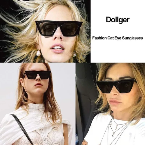 Vista 2 de Dollger Gafas de sol cuadradas de ojo de gato para mujer, a la moda, retro, clásicas, con protección UV400