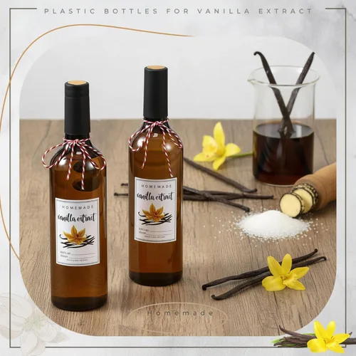 Vista 5 de Baderke Juego de 8 botellas de extracto de vainilla de 25 onzas, tarro de vainilla casero de Navidad, botella de cuello largo para regalos