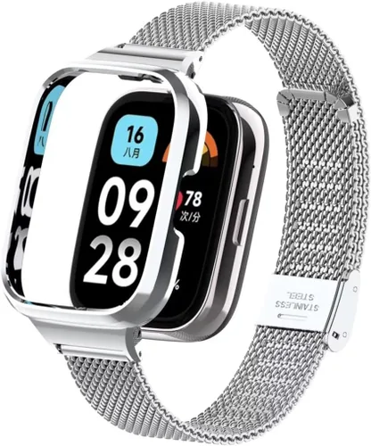 Vista 9 de Compatible con Xiaomi Redmi Watch 3 Active Bandas, correa de repuesto de metal de acero inoxidable para reloj inteligente Redmi Watch 3 Active Smart