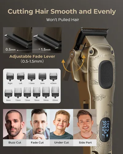 Vista 2 de Vgrpro - Juego de cortapelos y recortadores para hombres profesionales, afeitadora eléctrica impermeable de lámina para barba facial, inalámbrica
