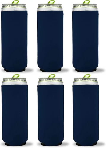 Vista 4 de Kropsis Fundas plegables para enfriar latas delgadas de 12 onzas, tela en blanco, espuma de buceo (negro, 6)