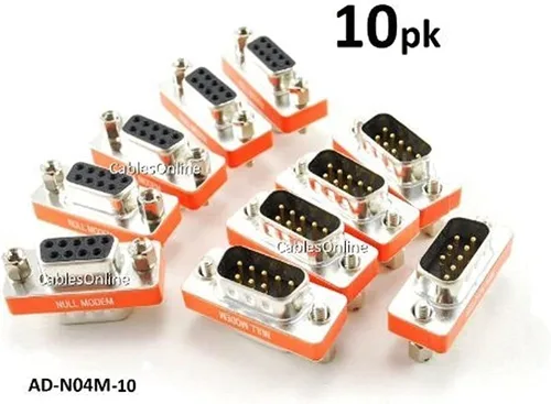 Vista 2 de CablesOnline DB9 - Adaptador de módem nulo macho a hembra de transferencia de datos/cambiador de género, (paquete de 10) (AD-N04M-10)