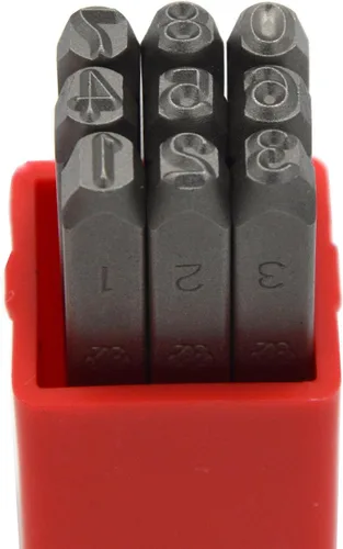 Vista 57 de Juego de 27 sellos de acero resistente con letras mayúsculas de 3/64" 1mm, kit de punzones de alfabeto para estampado a mano de caracteres, código