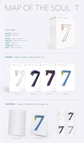 Vista 2 de K-POP BTS - MAP of The Soul 7, Version 1 Cover incl. Album, Folded Poster, Extra Photocards Set