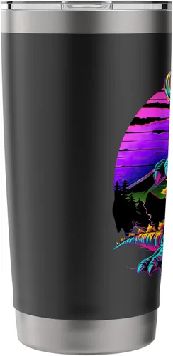 Vista 4 de Retro Funny streetwear Synthwave 80s 90s spacezilla alien Stainless Steel Insulated Tumbler