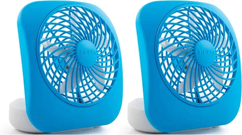 Vista 7 de O2COOL Treva ventilador de 5 pulgadas alimentado por batería, ventilador de escritorio portátil de 2 velocidades de enfriamiento con diseño compacto