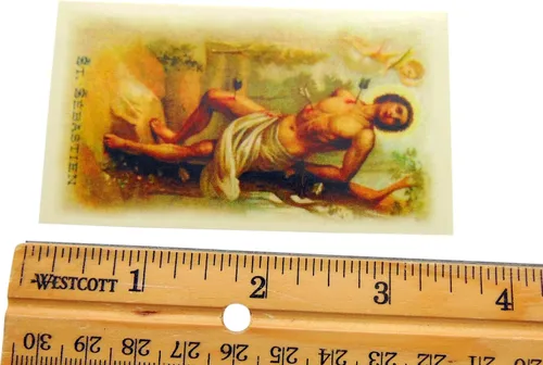 Vista 4 de Westmon Works St Sebastian Holy Card Wallet - Paquete a granel con oración de San Sebastián para atletas, mujeres u hombres, juego de 10