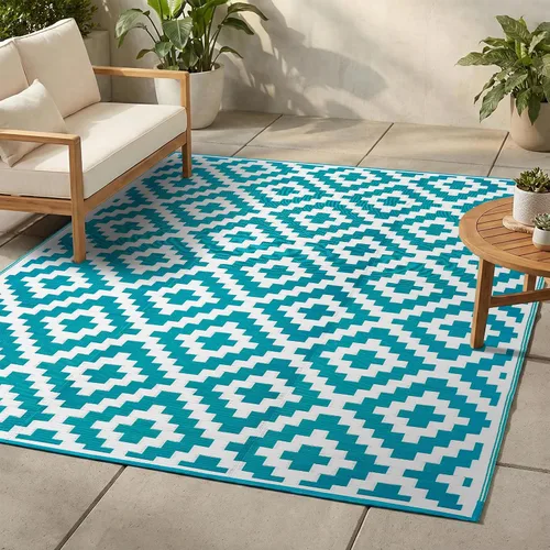 Vista 20 de FH Home - Alfombra para exteriores de camping, impermeable, resistente a la decoloración, reversible, plástico reciclado de alta calidad, a rayas