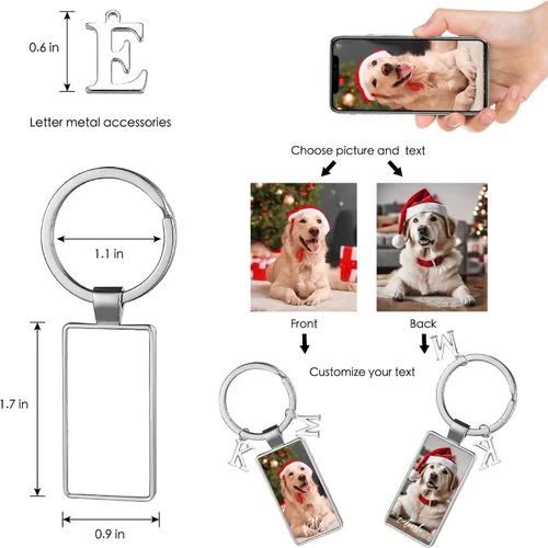 Vista 3 de Easycosy Llavero personalizado con texto de imagen, llavero grabado personalizado, regalos de fotos personalizados para hombres, mujeres y familia