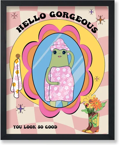 Vista 11 de Poster Master All That Is Meant To Be Poster - Retro Frog on Mushroom Print - Meditation Art - Motivational Design - Preppy Print - Trendy Decor