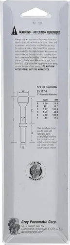 Vista 3 de Grey Pneumatic (CH117-7) martillo de 1 pulgada de diámetro, 7 pulgadas de longitud