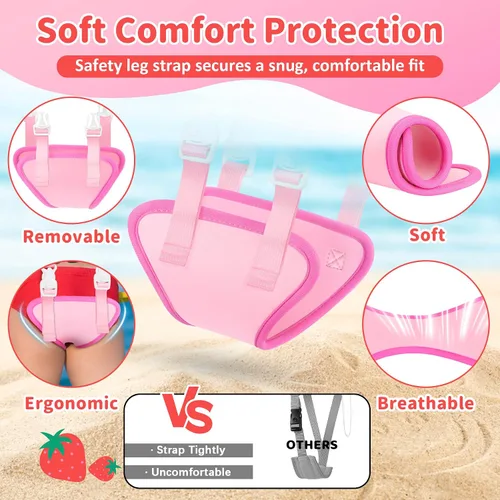 Vista 5 de Vvinca Puddle Kid Jumper for 20-60 Lbs, Toddler Pool Floaties for Kids 2-4 01-fresa
