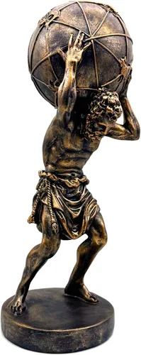 Vista 9 de Estatua de bronce del atlas griego que sostiene el mundo, estatua grande de escultura en casa, oficina, sala de estar, escritorio, decoración