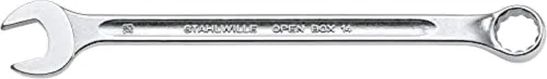 Vista 5 de Stahlwille 40100606 Llave combinada, caja abierta, larga, tamaño 0.236 in, ángulo final de anillo de 10 grados, hecha de acero de aleación de cromo