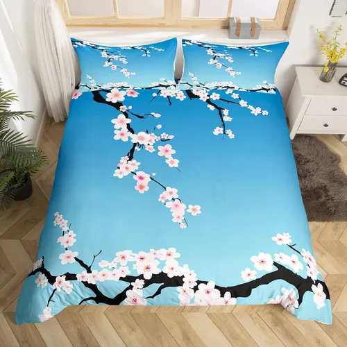 Vista 12 de Erosebridal Funda de edredón lavanda para niños, niñas, adultos, mujeres, funda de edredón de árboles verdes, tamaño individual, juego de ropa
