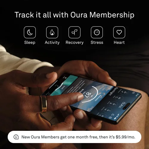 Vista 4 de Oura Ring Gen3 Heritage - Anillo inteligente, seguimiento del sueño, frecuencia cardíaca, rastreador de actividad física, 5-7 días de duración