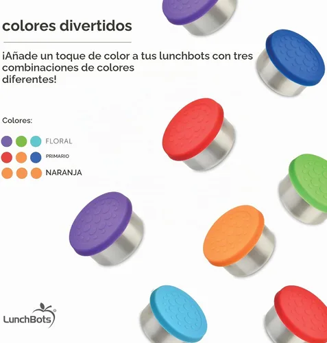 Vista 3 de LunchBots Recipientes de condimentos de acero inoxidable de 1.5 oz, 3 unidades florales