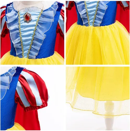 Vista 59 de HIHCBF Disfraz de princesa blanca como la nieve para niñas, cumpleaños, Navidad, Halloween, carnaval (con accesorios)