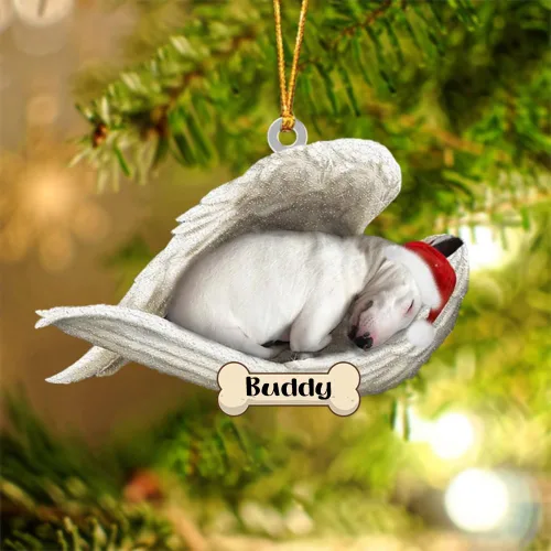 Vista 9 de Afghan Hounds - Adorno de Navidad con alas de ángel durmiente, recuerdo personalizado para perros 2024, adorno de forma acrílica, regalos