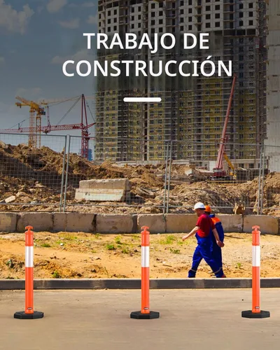 Vista 7 de BATTIFE - Postes de delineador de conos de tráfico de 45 pulgadas con base, color naranja, 3