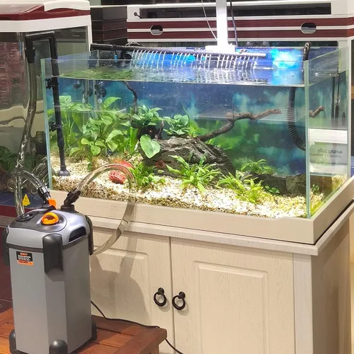 Vista 6 de SUNWEN Filtro de recipiente ultra silencioso externo para acuario, filtro de circulación de agua para pecera con medios filtrantes