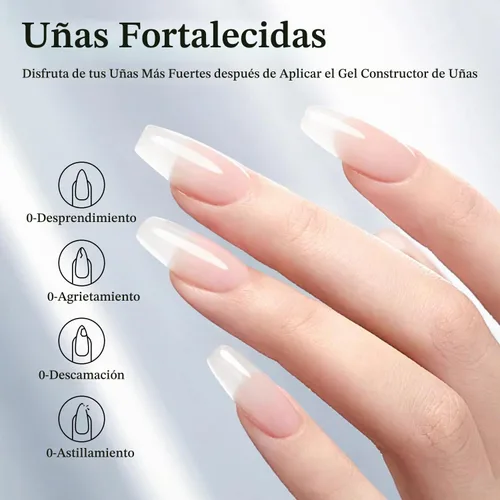 Vista 8 de Double Rhythm - Gel de construcción transparente para uñas, fortalecedor de uñas en una botella, estructura de extensión gruesa de esmalte de gel