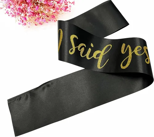 Vista 5 de Banda con texto en inglés "I Said Yes para mujer, propuesta de compromiso, banda de despedida de soltera para despedida de soltera, regalos de boda