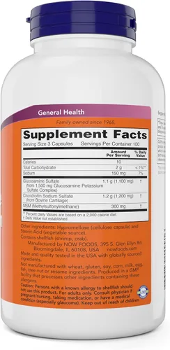 Vista 2 de Now Glucosamina y condroitina con MSM, 300 cápsulas