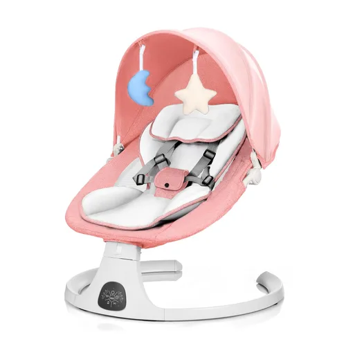 Vista 11 de Cuna con columpio para bebé 3 en 1 multifuncional, portátil con control remoto, cinturón de seguridad de 5 puntos, 5 balanceos automáticos