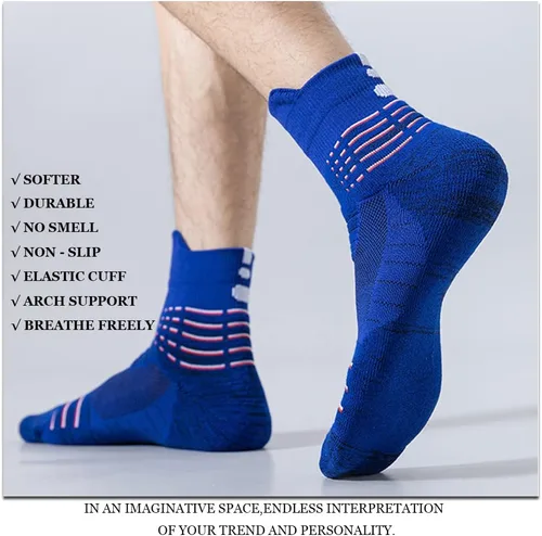 Vista 2 de Seiciviy Calcetines deportivos para hombre, calcetines de compresión al tobillo, para correr, entrenamiento, talla 6-14, ciclismo, deportes al aire