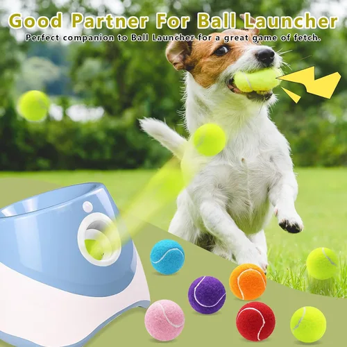 Vista 5 de Magicorange Paquete de 6 pelotas de tenis pequeñas, pelota de tenis chirriante de 2 pulgadas para perros, coloridas pelotas chirriantes fáciles