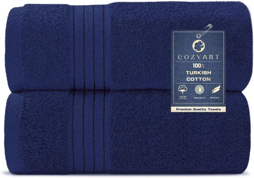Vista 49 de COZYART - Juego de 6 toallas de baño de algodón turco, color azul claro, suaves, altamente absorbentes y duraderas, 19.17 oz/yd², incluye 2 toallas