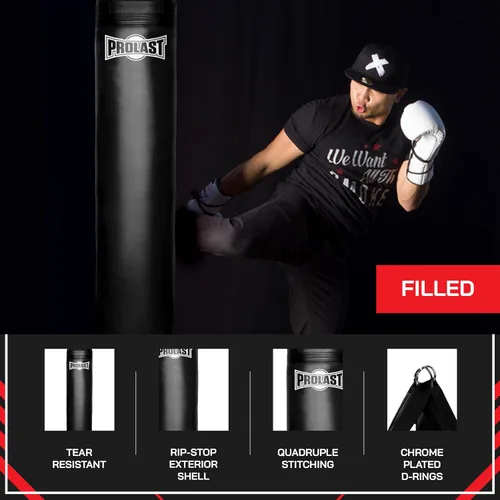 Vista 3 de Heavy Punching Kicking Bag for Adults, Boxing, MMA, Martial Arts, Muay Thai, Strength Training Equipment, 5ft, 100 lbs, Classic Logo