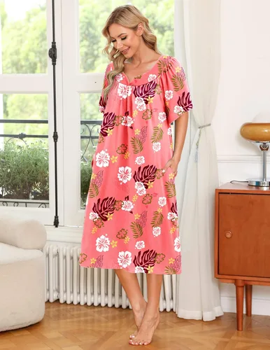 Vista 3 de Ekouaer Vestido de casa con bolsillos para mujer