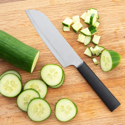 Vista 6 de Rada Cuchillo de cocina para cubiertos, hoja de acero inoxidable y mango de resina de acero negro, fabricado en EE. UU., 10-7/8 pulgadas