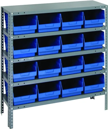 Vista 12 de Quantum QSBU-245BK Heavy Duty Shelving Unit with (7) Shelves and (24) QUS245 Black Bins for Garage Warehouse Storage Distribution 400 lb Load