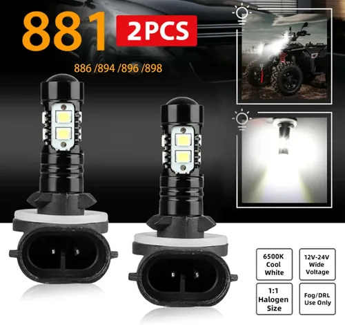 Vista 4 de 50W Super Bright 881, 889, 862, 886, 894, 896, 898 10 bombillas LED antiniebla 881 DRL, luces diurnas, 6500 K blanco frío, paquete de 2