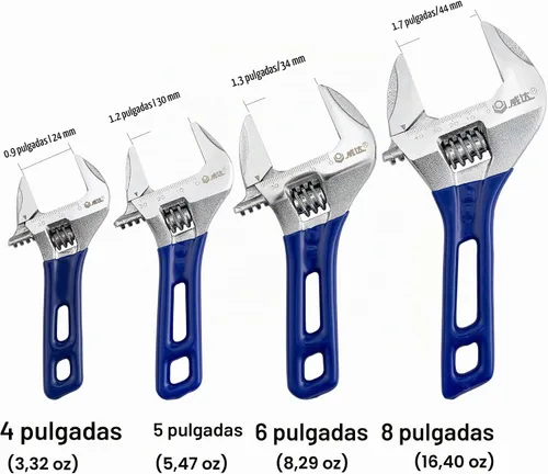 Vista 3 de Llave ajustable corta con apertura amplia, mini llave ajustable con mango corto, acero al cromo vanadio forjado - 4 pulgadas