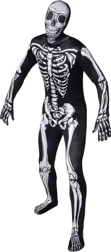 Vista 4 de Spooktacular Creations Disfraz de esqueleto realista para hombre disfraz de calavera realista con capucha para adultos fiesta de disfraces