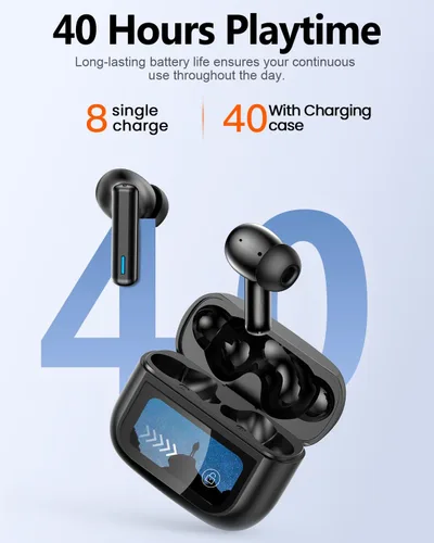 Vista 6 de Auriculares inalámbricos Bluetooth, auriculares con pantalla táctil, modo de transparencia con cancelación de ruido ANC ENC, graves profundos
