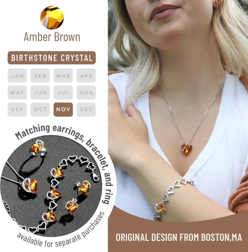 Vista 4 de Leafael - Collares para mujer, dije de corazón de amor infinito con cristales de piedra natal, cadena chapada en plata de 18 + 2 pulgadas, regalo
