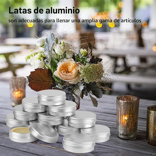 Vista 6 de Paquete de 12 latas de 2 onzas con tapas, pequeños recipientes de metal Plata