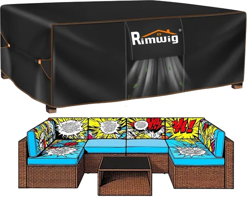 Vista 9 de Fundas extragrandes impermeables para juego de muebles de patio, liquidación de fundas para muebles de exterior, fundas para juego de sofá