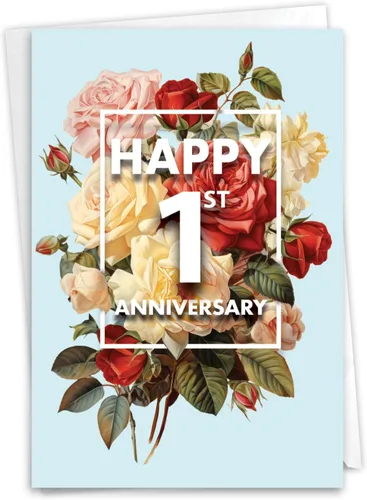 Vista 8 de NobleWorks Tarjeta de felicitación de hito de trabajo del primer aniversario (cotrabajador) con sobre de 5 x 7 pulgadas (1 tarjeta) 1 año de tiempo
